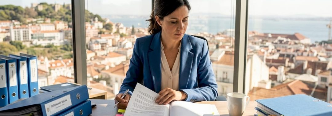 HR manager reviews Portuguese labor compliance documents