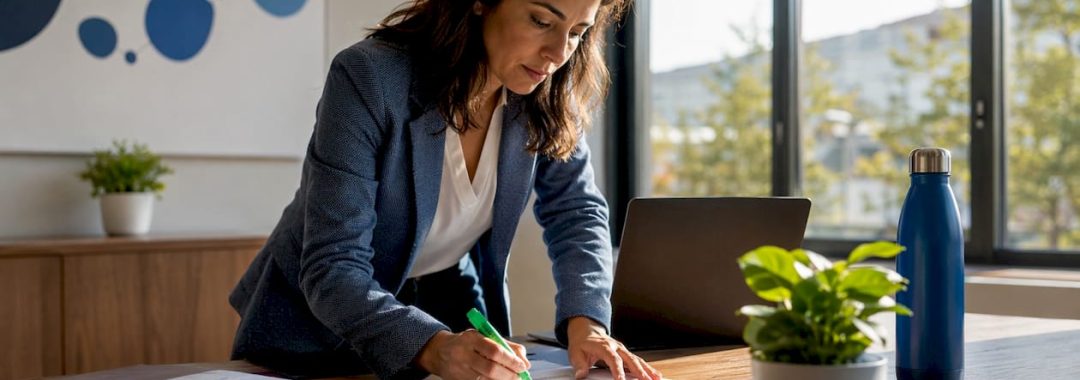HR manager reviewing employee health policies