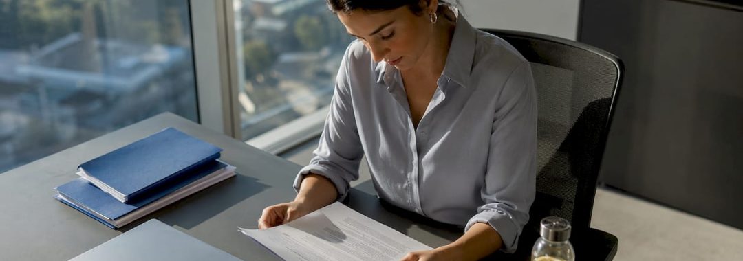 HR manager reviewing employment contract documents