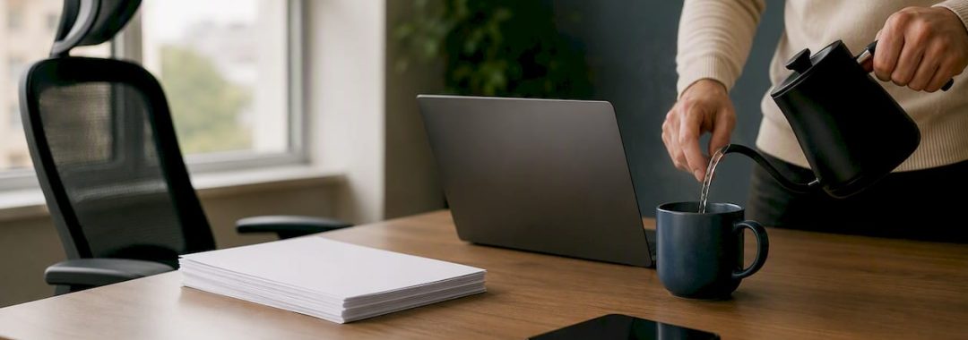 Virtual employee home office workspace setup